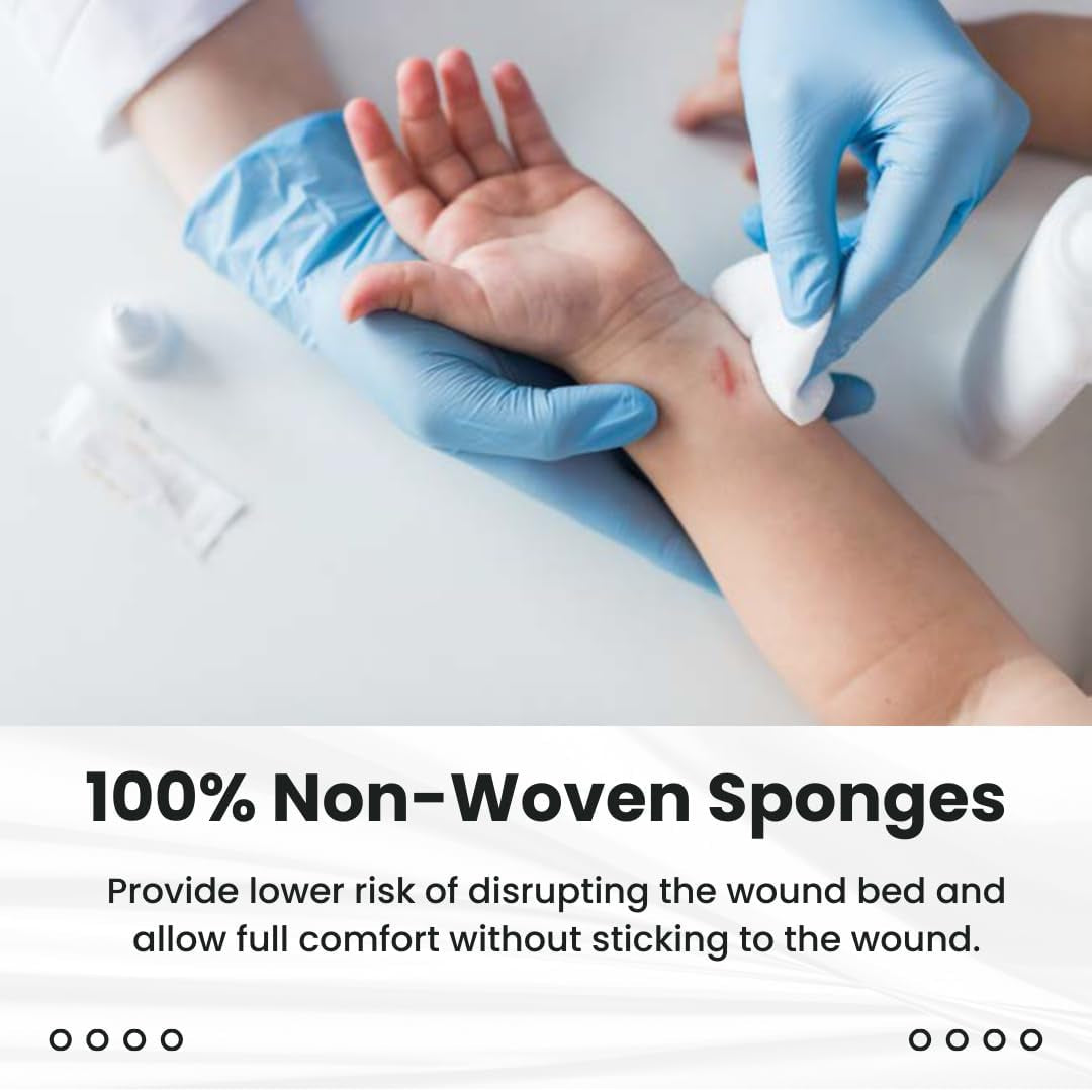 Non-Woven Gauze Sponges - 4-Ply, 4" X 4" All-Purpose Non-Sterile Gauze Pads, Absorbent Dental Gauze Wound Care Product for First Aid Kit/Medical Facilities, 200 Count (Pack of 1)